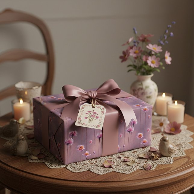 Rosa und orange Blumenmuster Geschenkpapier (Von Creator hochgeladen)