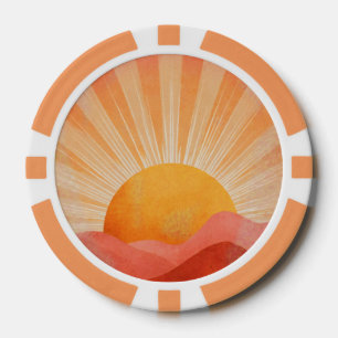 Rosa und Orange Boho Sonnenaufgang Pokerchips