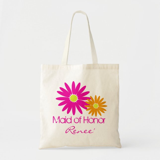 Rosa und Orange Daisies Tragetasche (Vorne)