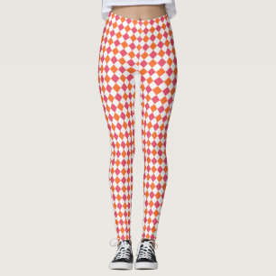 rosa und orange Diamantmuster Leggings