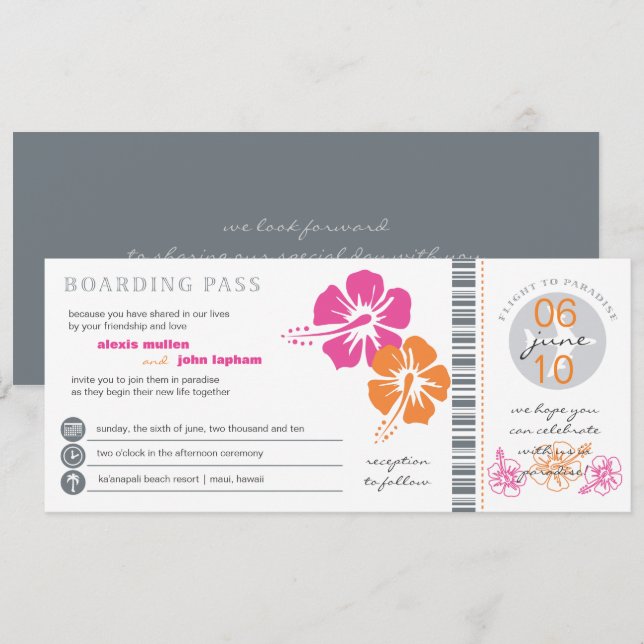 Rosa und orange einladung (Vorne/Hinten)