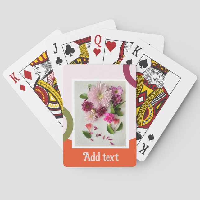 Rosa und orange florale Kunst Spielkarten (Rückseite)