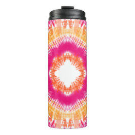 Rosa und orange Gefärbte Krawatte Thermosbecher