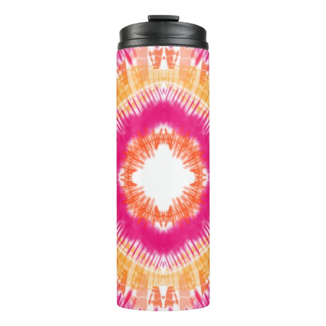 Rosa und orange Gefärbte Krawatte Thermosbecher (Vorderseite)