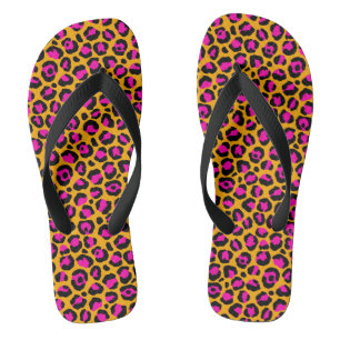 Rosa und orange Gepard-Druck Flip Flops