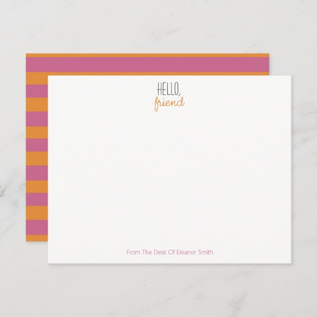 Rosa und orange gestrichene Notecards - Set von 10 Mitteilungskarte (Vorne/Hinten)