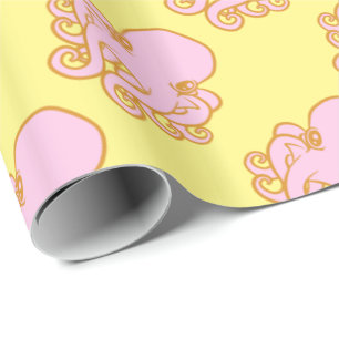 Rosa und orange Krake Geschenkpapier
