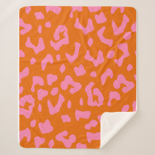 Rosa und orange Leopardenmuster Sherpadecke
