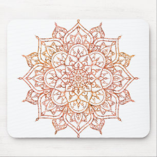 Rosa und Orange Mandala auf weißem Glam Mousepad