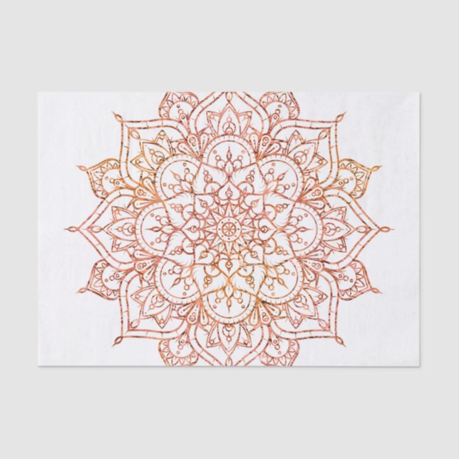 Rosa und Orange Mandala auf weißem Glam Seidenpapier (Vorderseite)
