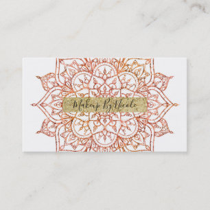 Rosa und Orange Mandala auf weißem Glam Visitenkarte