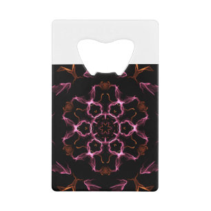 Rosa und Orange Mandala im schwarzen Hintergrund Geldbeutel Flaschenöffner