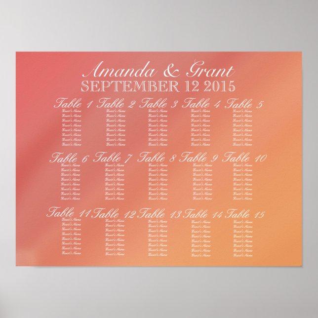 Rosa und orange Ombre Farbtafel Poster (Vorne)