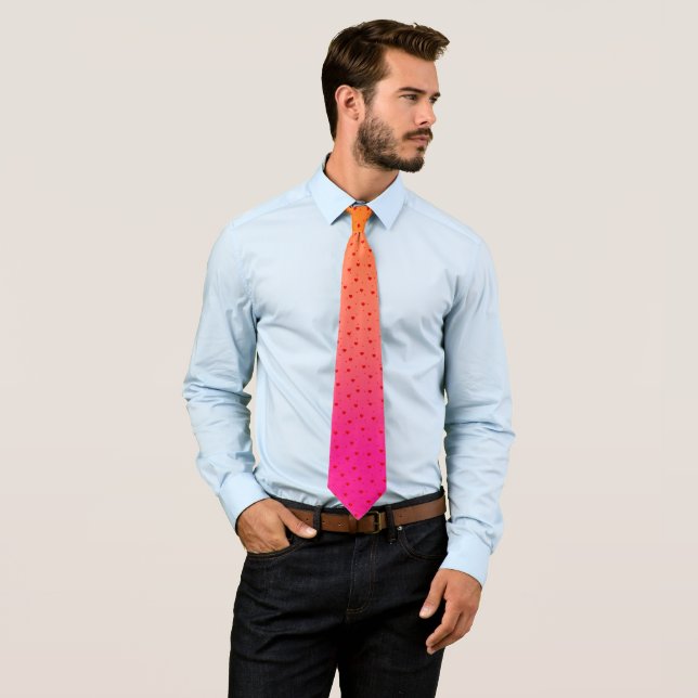 Rosa und orange Ombre rote Herzen Muster Krawatte (Beispiel)