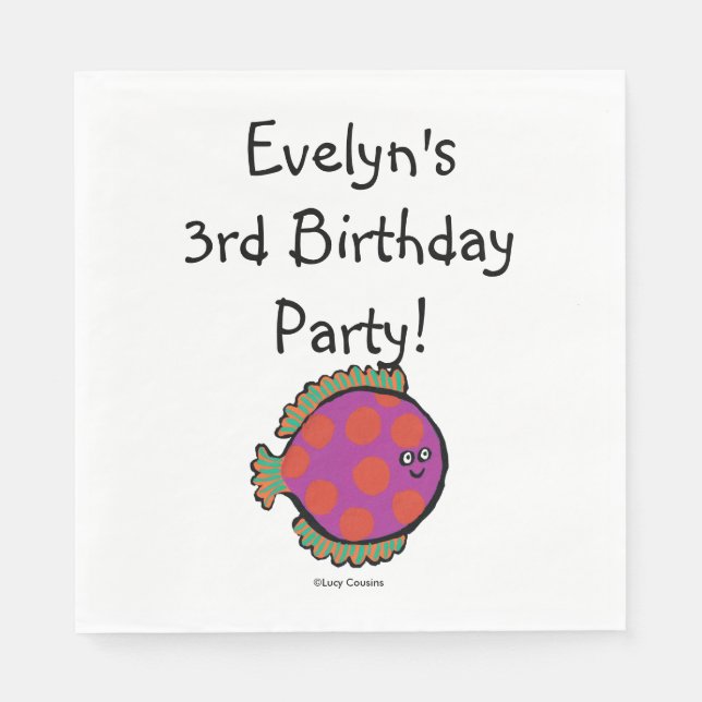 Rosa und Orange Polka-Dot-Fisch Serviette (Vorderseite)