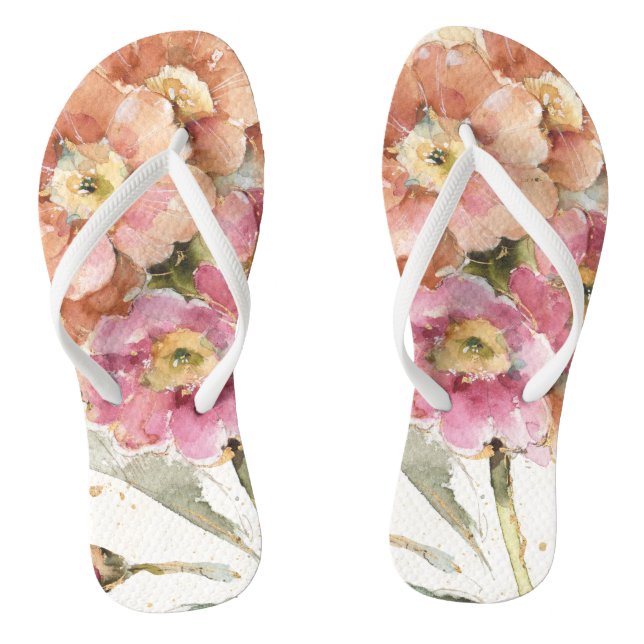 Rosa und Orange Primrose Flip Flops (Fußbett)