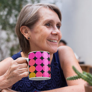 rosa und orange Punkte Kaffeetasse