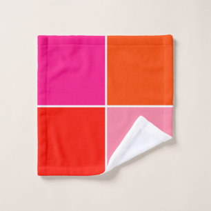 Rosa und orange Quadrate Badhandtuch Set