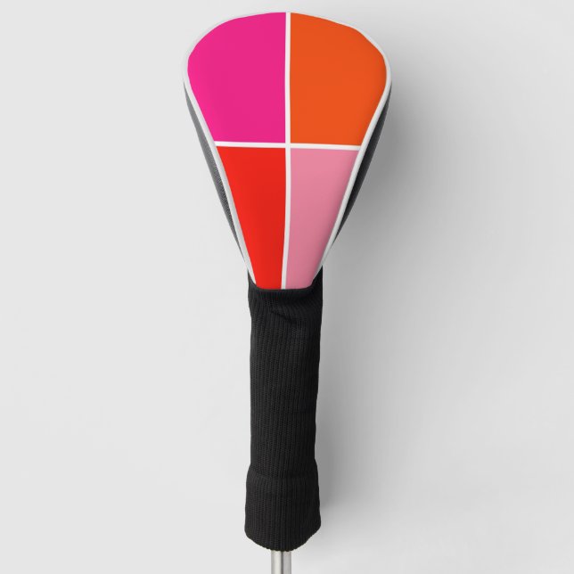 Rosa und orange Quadrate Golf Headcover (Vorderseite)
