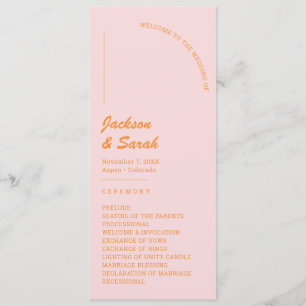 Rosa und Orange Retro-Disco-Hochzeit Programm