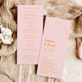 Rosa und orange Retro Disco Hochzeit Programm