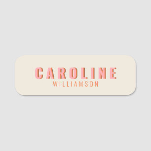 Rosa und Orange Retro-Typografie kreativ modern Namensschild