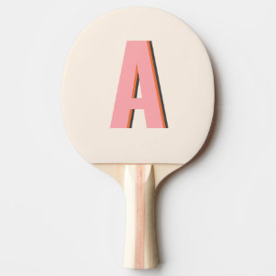 Rosa und Orange Retro-Typografie-Monogramm-Initial Tischtennis Schläger