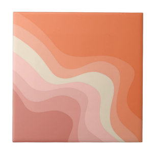 Rosa und orange Retro-Wellen Fliese