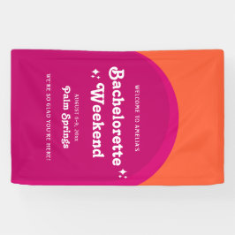 Rosa und orange Sunset Retro Bacheloretto Wochenen Banner