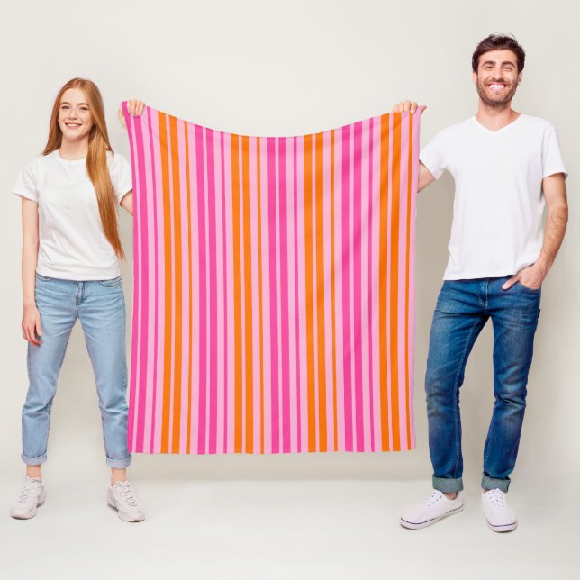  Rosa und orange vertikal gestreift Design   Fleecedecke (Beispiel)