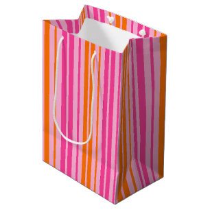 Rosa und orange vertikale Streifen Design Mittlere Geschenktüte