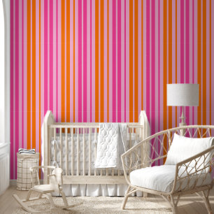 Rosa und orange vertikale Streifen Design Tapete