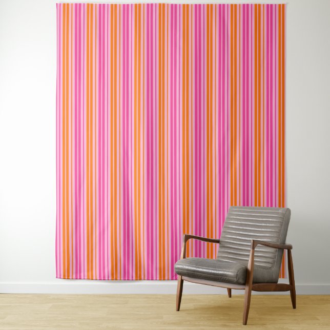  Rosa und orange vertikale Streifen Design  Wandteppich (Beispiel)