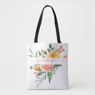 Rosa und orange Wasserfarbe floral personalisiert