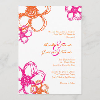 Rosa und orange Wilde Blume 12x18 Hochzeit Einladu Einladung