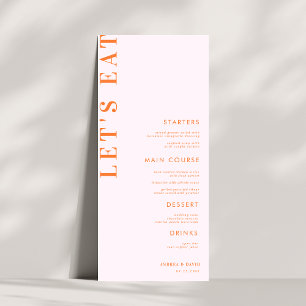 Rosa und orangefarbene Aprikose Crush-Menü Menükarte