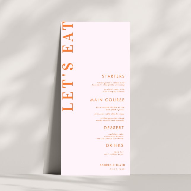 Rosa und orangefarbene Aprikose Crush-Menü Menükarte (Von Creator hochgeladen)