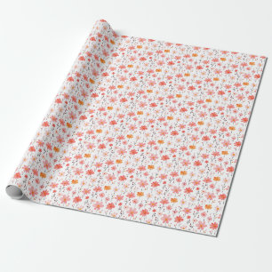 Rosa und orangefarbene Blume auf Weiß Geschenkpapier