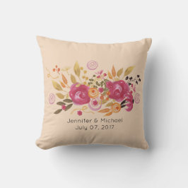 Rosa und orangefarbene Blume Bouquet auf Peach Hin Kissen