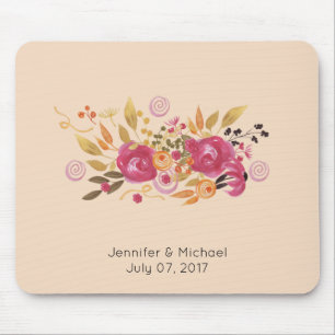 Rosa und orangefarbene Blume Bouquet auf Peach Hin Mousepad