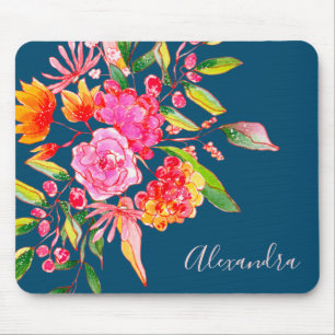 Rosa und orangefarbene Blume Mousepad