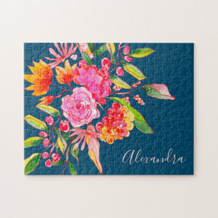 Rosa und orangefarbene Blume Puzzle