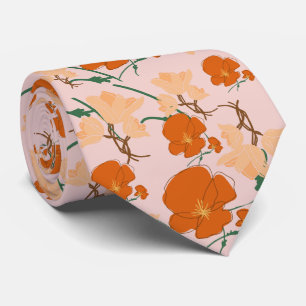 rosa und orangefarbene Blumen Krawatte