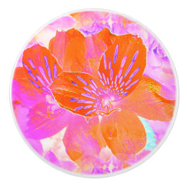 Rosa und orangefarbene Blüten Keramikknauf