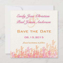 Rosa und orangefarbene Blütenhochzeit Sichern Sie  Save The Date