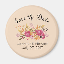 Rosa und orangefarbene Bouquet Save the Date Hochz Magnet