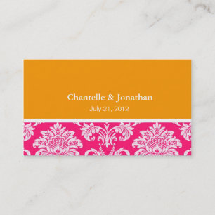 Rosa und orangefarbene elegante Damaskus Business Visitenkarte