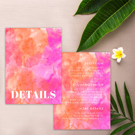 Rosa und orangefarbene fette Details zur Hochzeit Begleitkarte