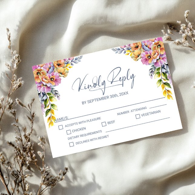 Rosa und orangefarbene Hochzeit RSVP Karte (Von Creator hochgeladen)