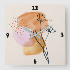 Rosa und orangefarbene Lüster Abstrakt Quadratische Wanduhr